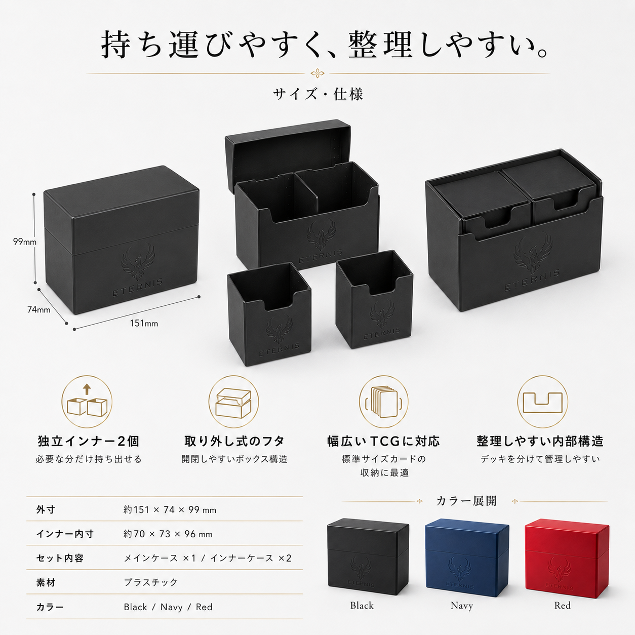 ETERNIS Dual Deck Caseのサイズ・仕様