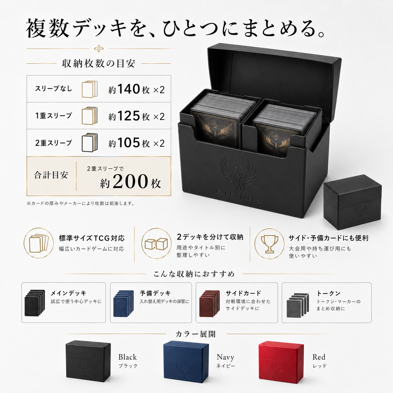 ETERNIS Dual Deck Caseの収納枚数目安と使用例